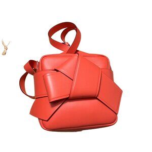 Acne Studios Musubi Knot Bow Leather Coral Camera Bag Crossbody Purse